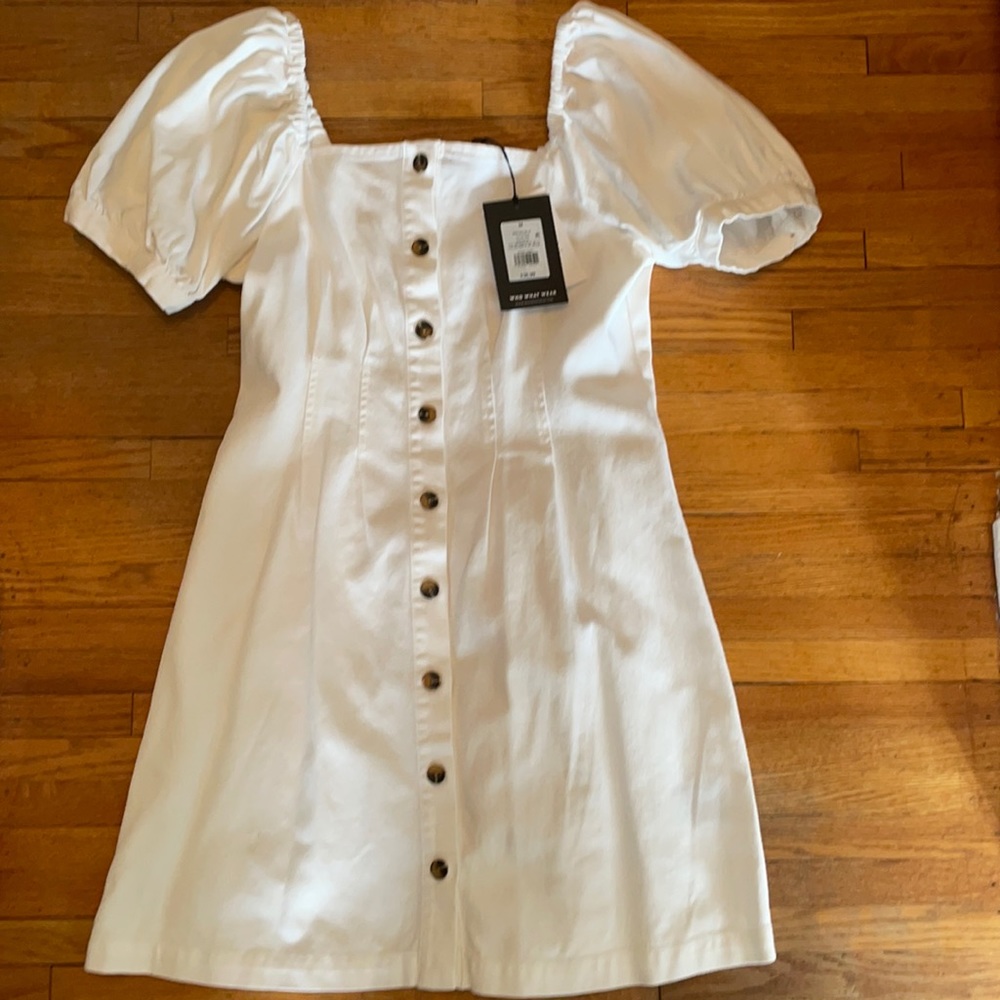 Denim Puffy Sleeve Button Down Dress